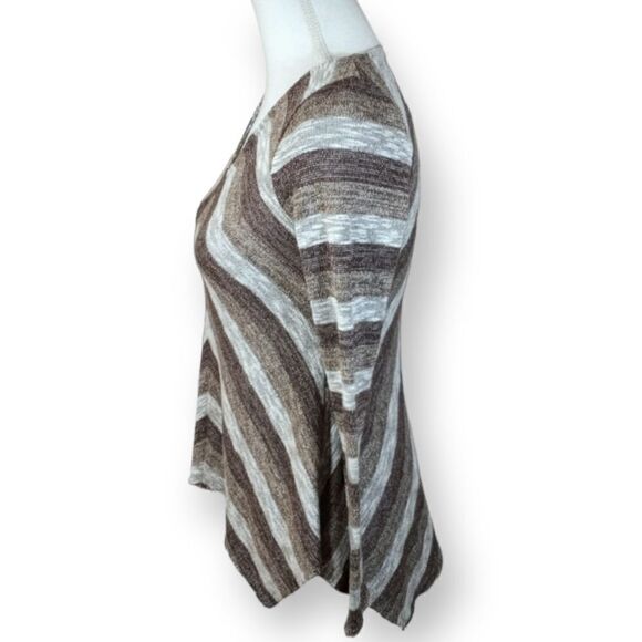 KNOX ROSE GRAY/BROWN STRIPED VNECK SWEATER SZ.XS GUC - Picture 2 of 5